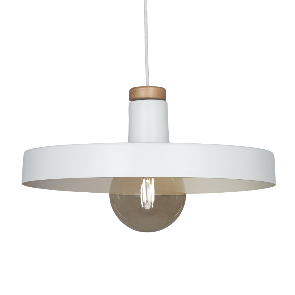 COLGANTE RECTO 40CM BLANCO + MADERA 1XE27
